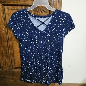 No Boundaries Navy Star and Moon Print Tee